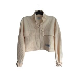 Sixth June Parisiennes Cream Quilted Cropped Zip Up Jacket W32928VJA Womens M